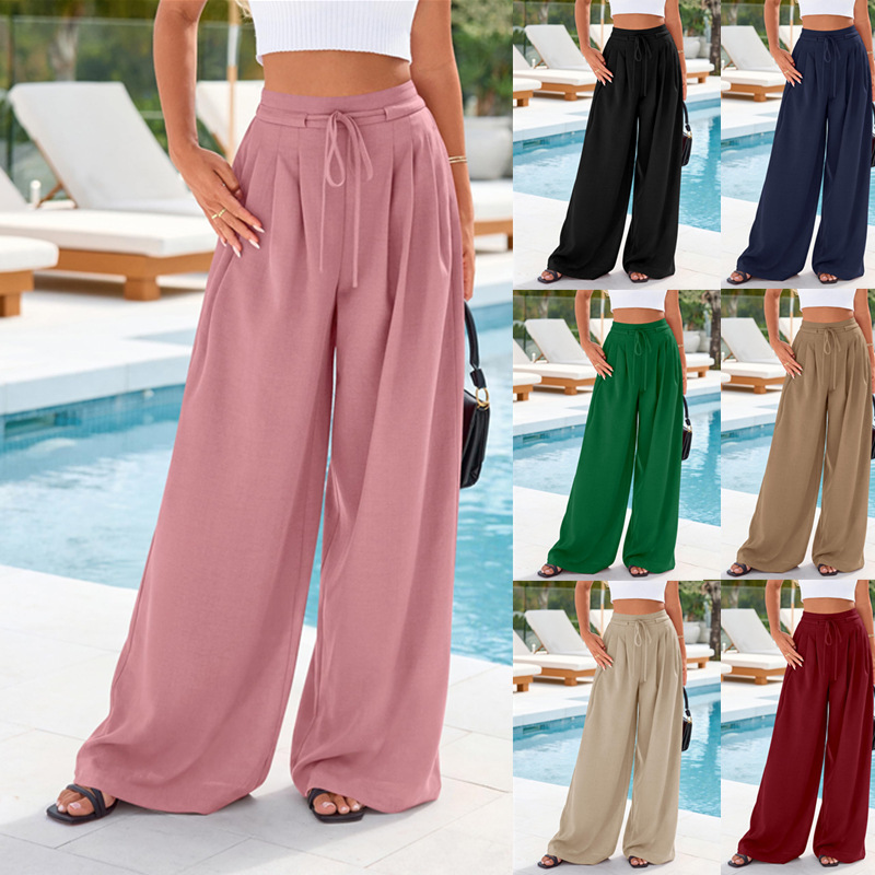 Palazzo Pant Wide - Damesbroek met hoge taille, trekkoord, wijde