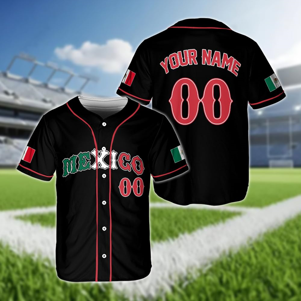 Summer Clothing Name - Hot Mexicaanse vlag honkbalshirt op maat