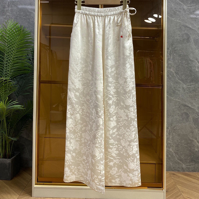 Palazzo Pant Wide - Elegante jacquard satijnen palazzobroek met hoge
