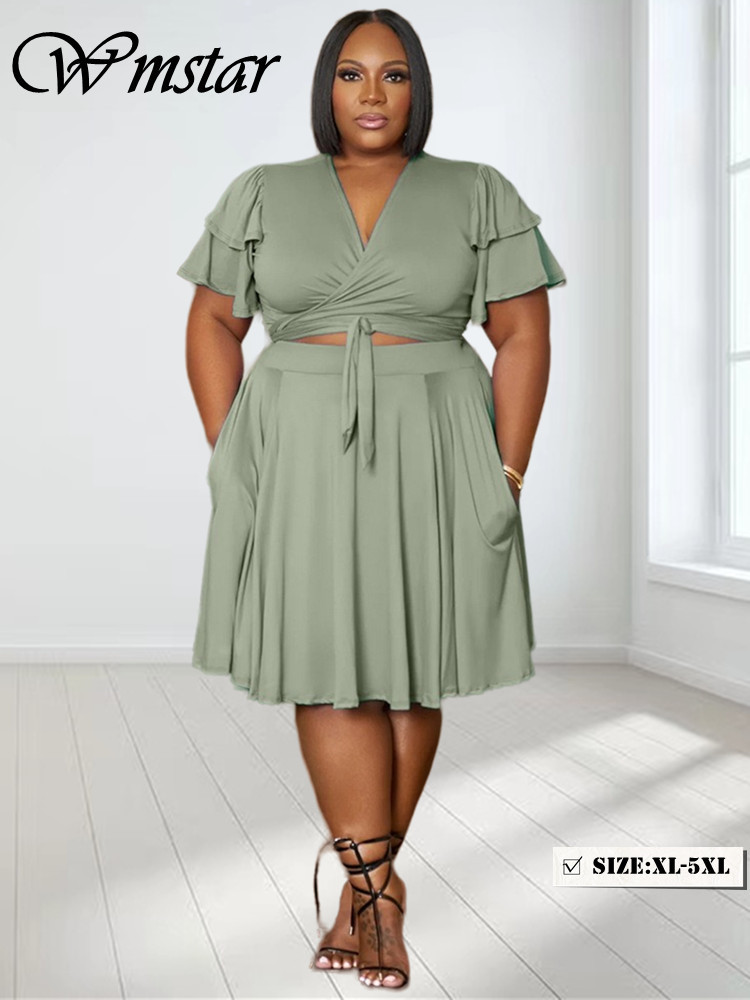 Summer Clothing Bundle - Wmstar 2 Tweedelige Dameskleding V-Hals Minirokjes