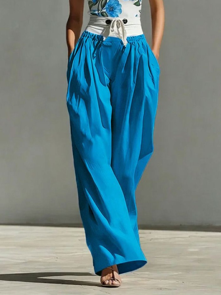 Palazzo Pant Wide - Yeezzi Damesmode Patchwork Gebonden taille Hoge