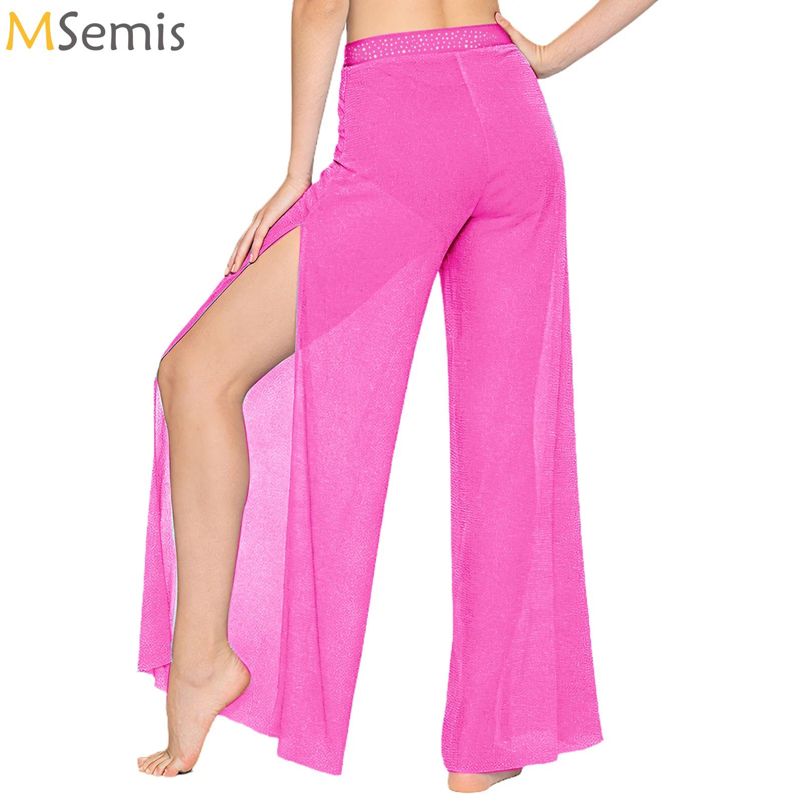 Palazzo Pant Wide - Glinsterende lyrische mesh-broek met wijde pijpen,