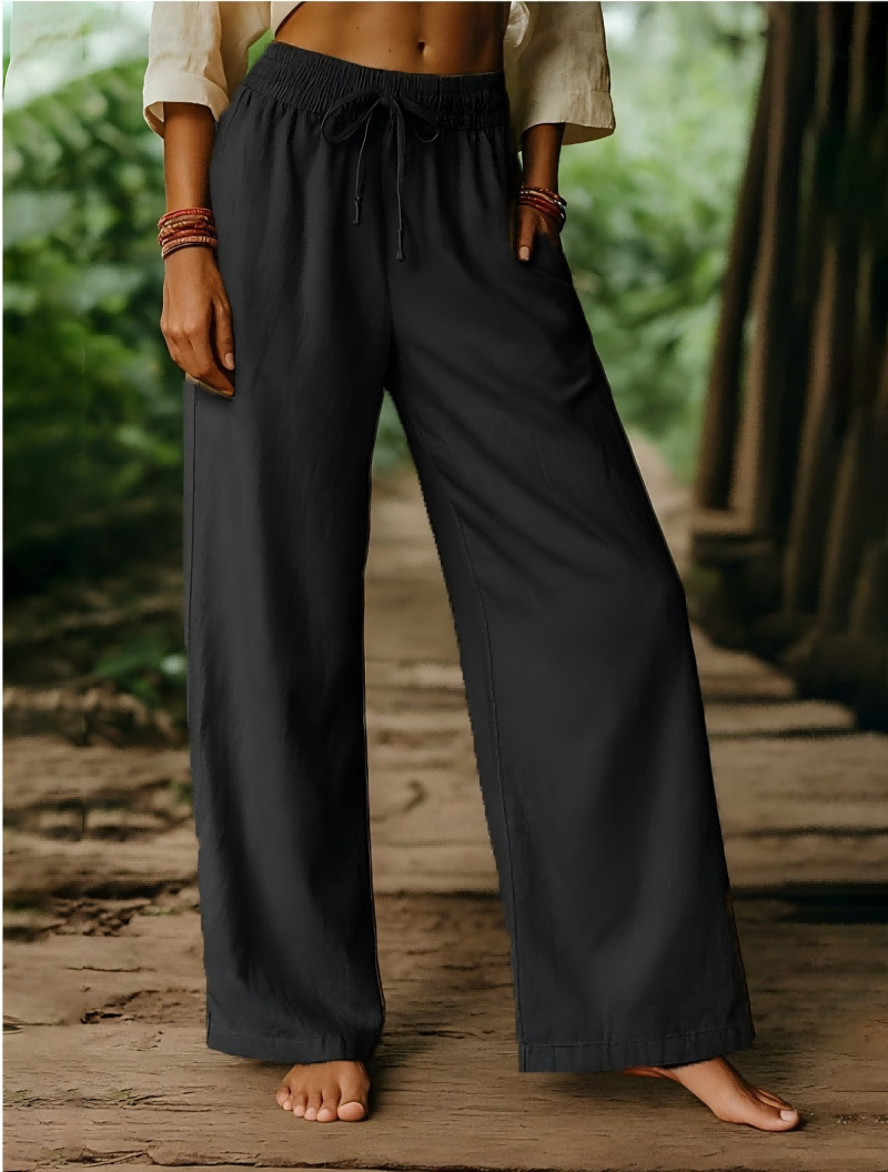 Linnen damesbroek met elastisc - Palazzo Pant Wide recensie en prijs