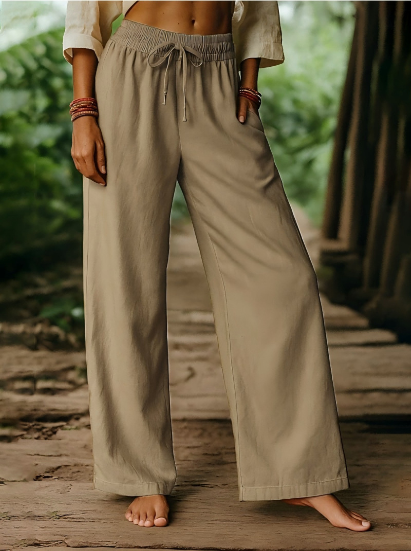 Linnen damesbroek met elastisc - Palazzo Pant Wide recensie en prijs
