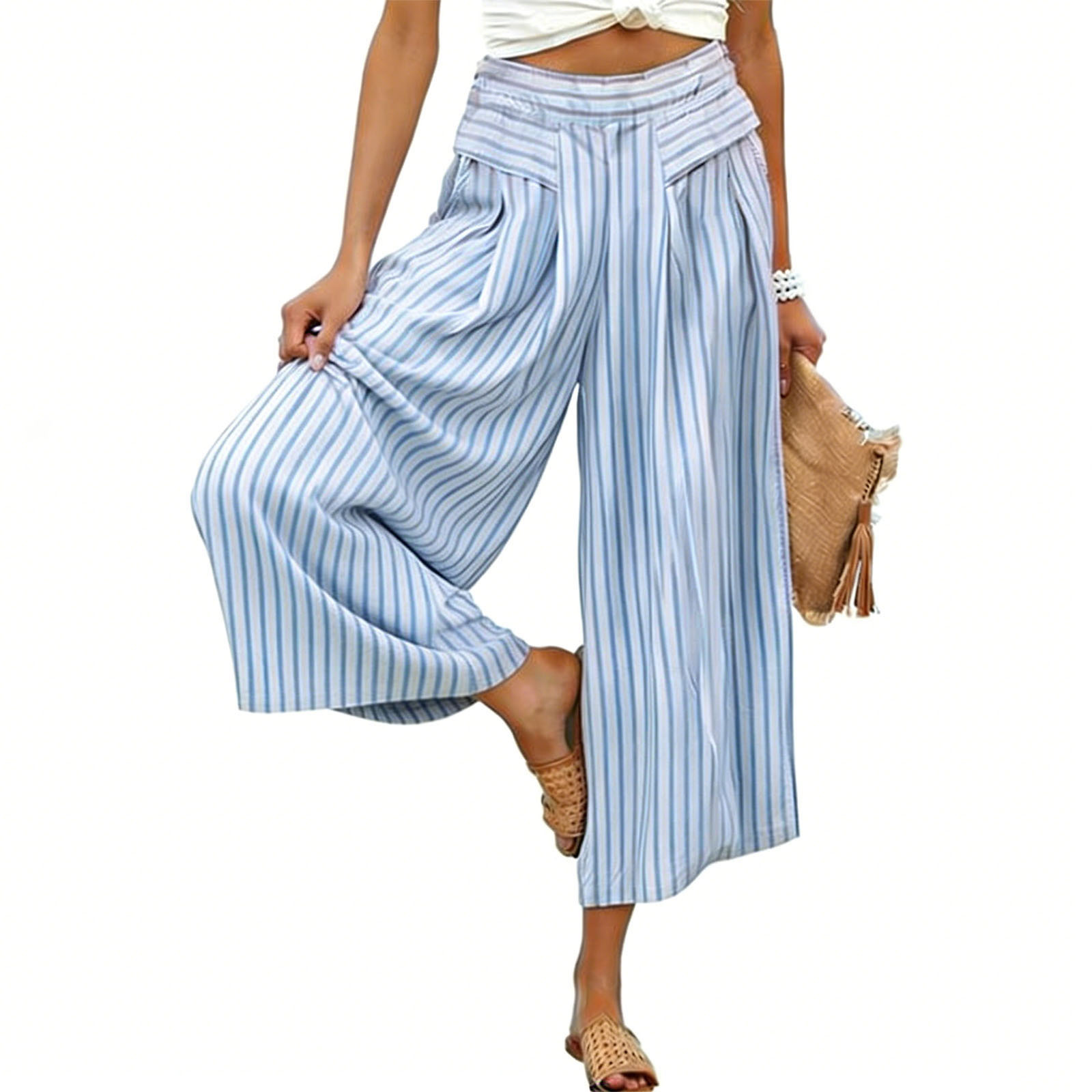 Dames gestreepte broek met wij - Palazzo Pant Wide recensie en prijs