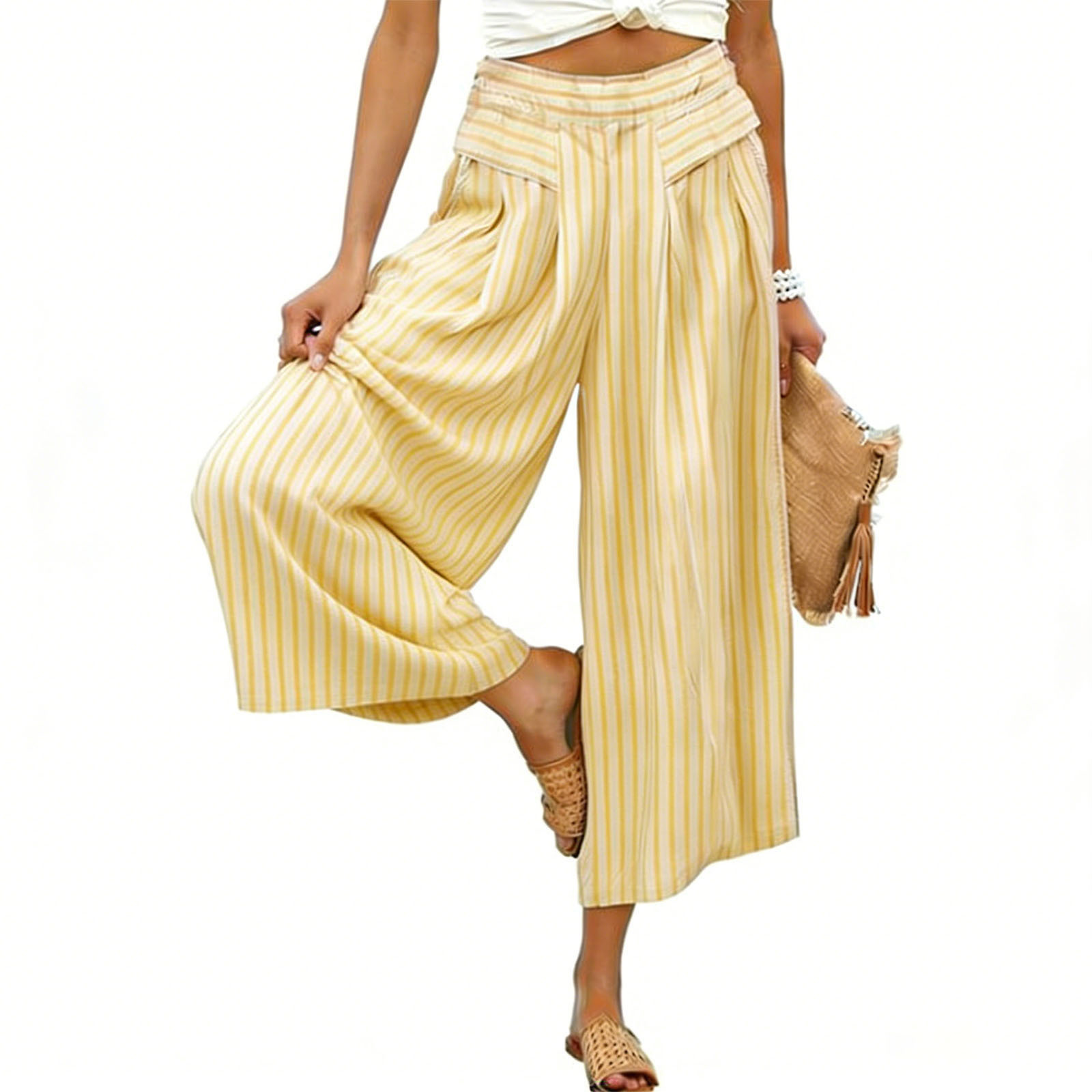 Dames gestreepte broek met wij - Palazzo Pant Wide recensie en prijs