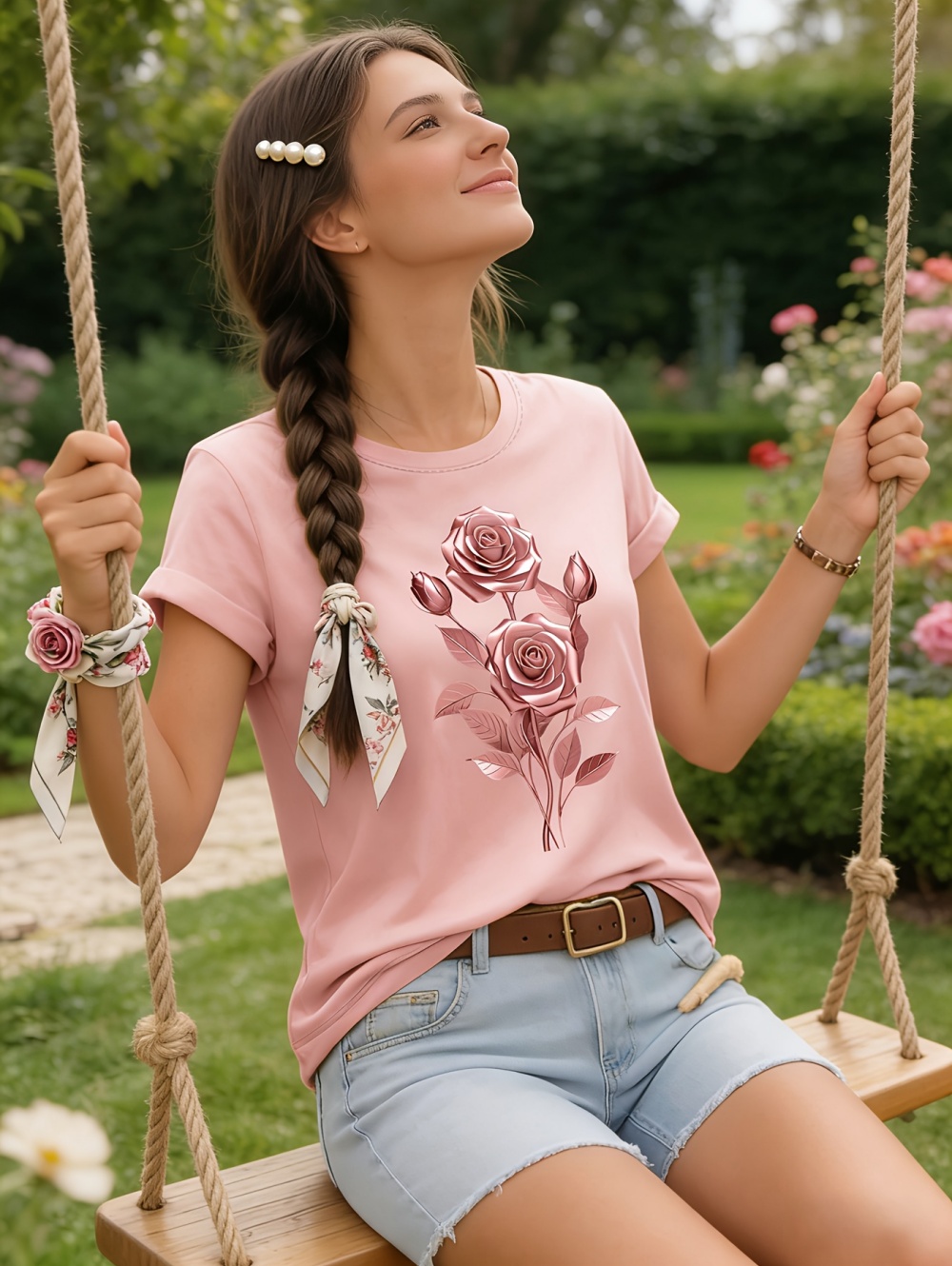 Mode Dames T-shirt met rozenpr - Summer Rose Clothing recensie en prijs